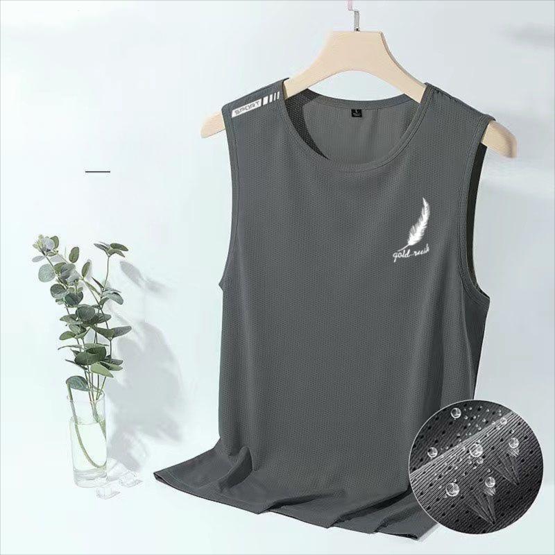 Men's Ice Silk Sport Vest, Breathable Round Neck Tank