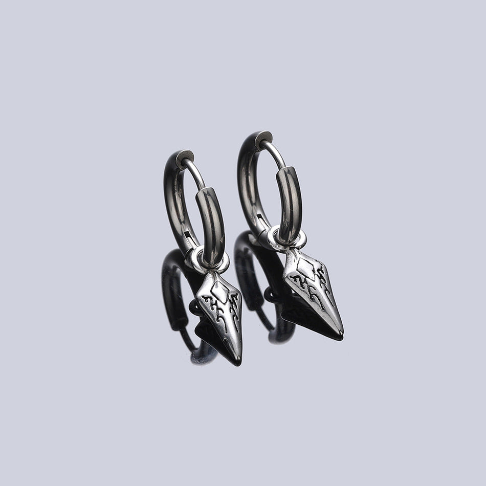Stainless Steel Diamond Pendant Earrings Unisex Light Luxury