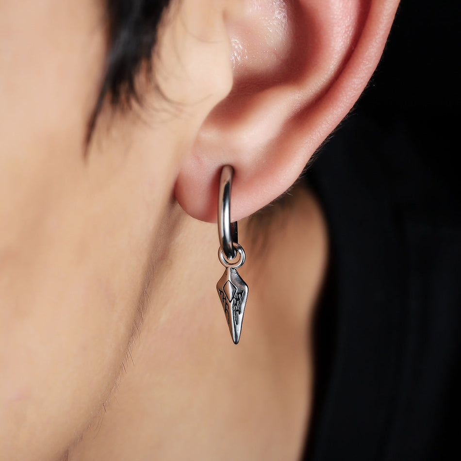 Stainless Steel Diamond Pendant Earrings Unisex Light Luxury