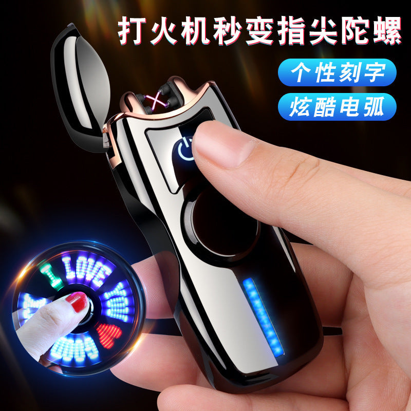 Fingertip Gyro Dual Arc Rechargeable Metal Lighter