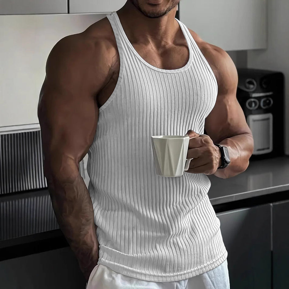 Muscle Aesthetics Men's Knitted Racer Vest, Tight Fitness