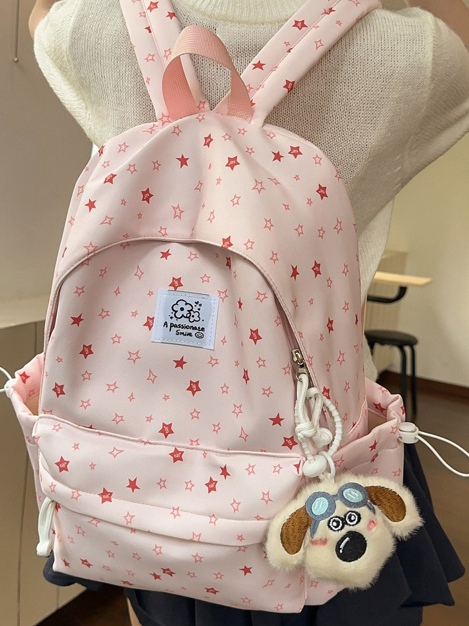 Lightweight Star Print Nylon Backpack for Women