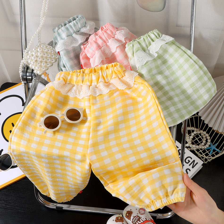 Girls Plaid Home Wear Pajama Pants