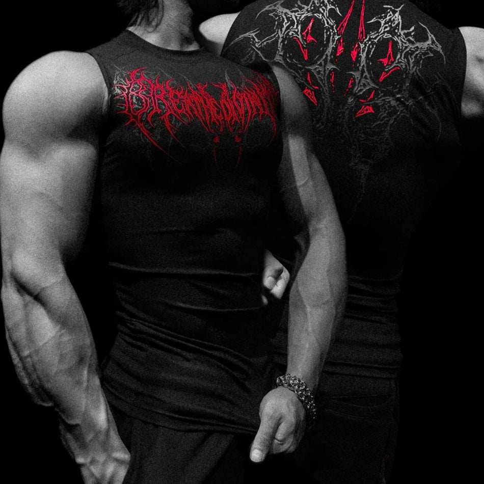 Men's Printed Quick-Dry Fitness Vest, Tight Sleeveless Top