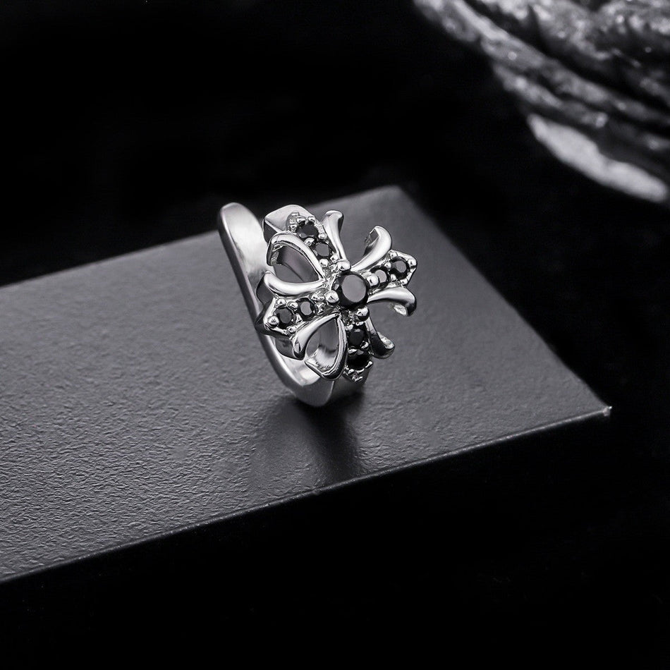 Cross Iris Flower Ear Cuffs Unisex Light Luxury Fashion Jewelry