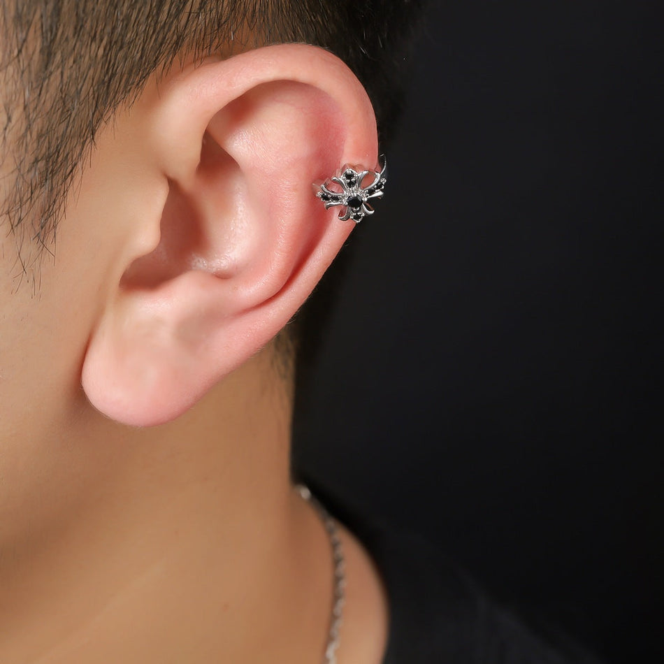 Cross Iris Flower Ear Cuffs Unisex Light Luxury Fashion Jewelry