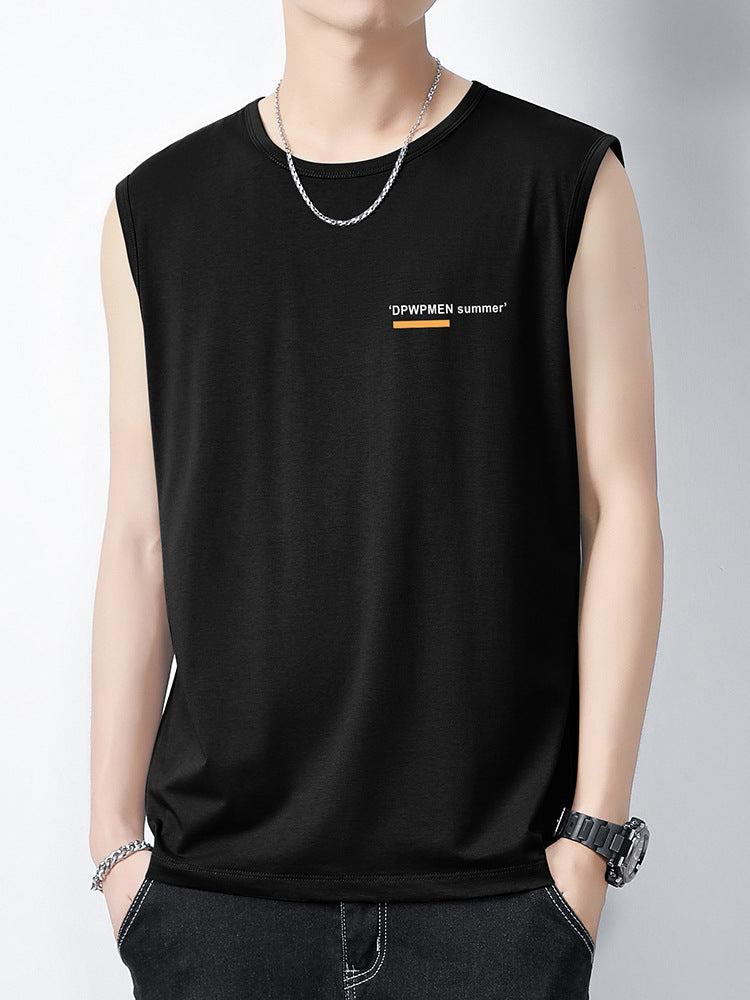 Men's Modal Ice Silk Hurdle Vest, Fitted Fitness Undershirt