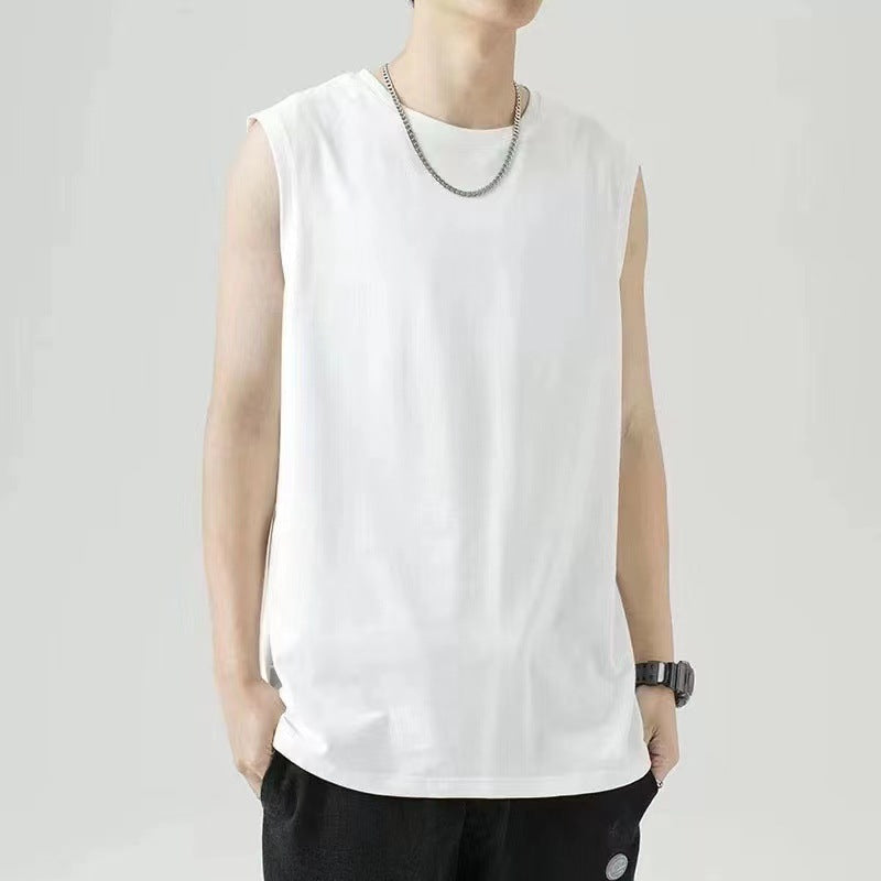 Men's Solid Color Sport Vest, Basketball Fitness Turtleneck