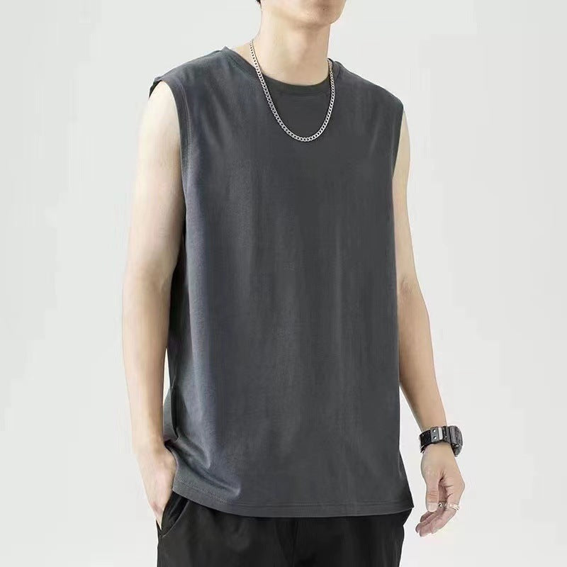 Men's Solid Color Sport Vest, Basketball Fitness Turtleneck