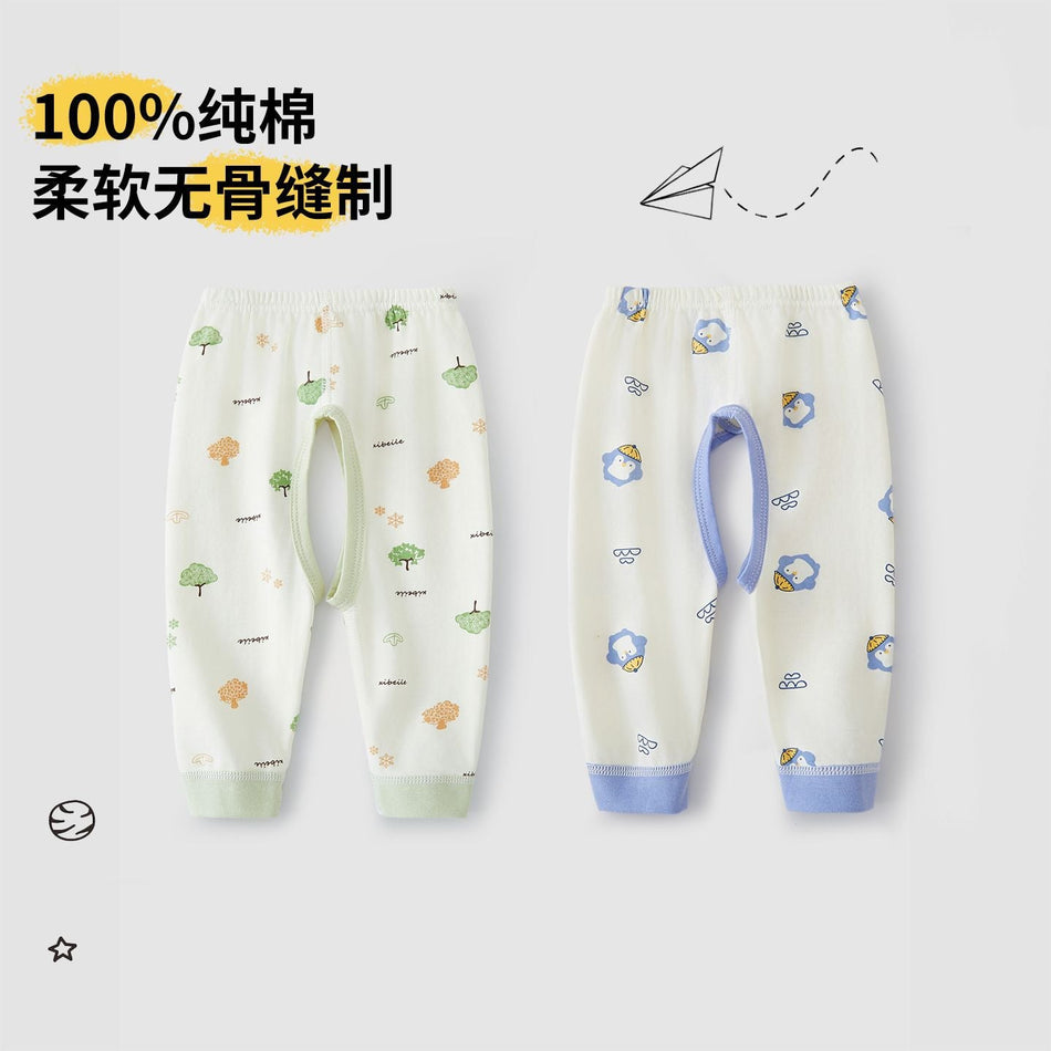 Baby's Pure Cotton Open-Crotch Thermal Sleep Pants