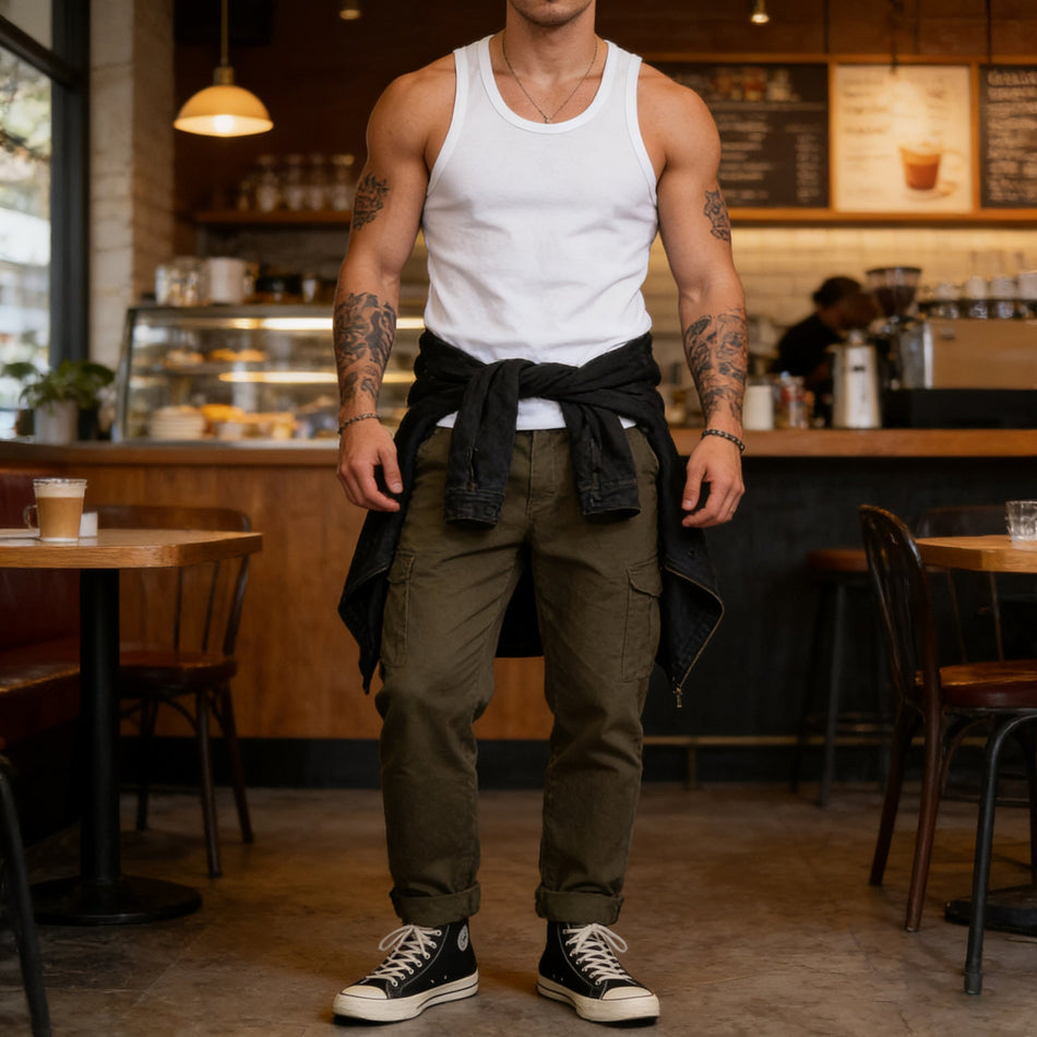 Heavy 230g Cotton Vest, Solid Color Bottoming Undershirt
