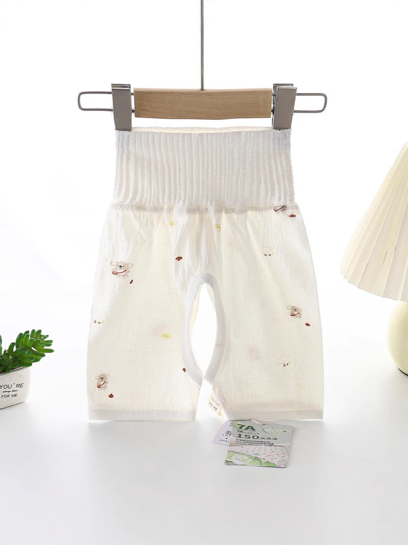 Baby's Pure Cotton High-Waist Belly Protection Shorts