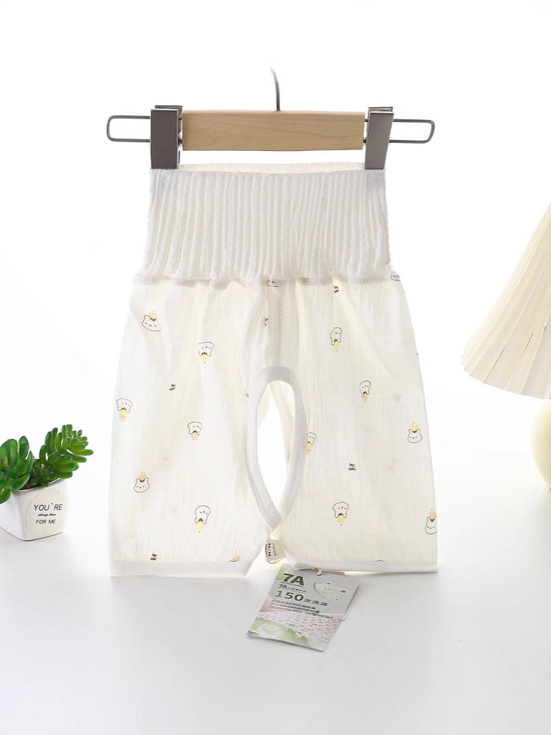 Baby's Pure Cotton High-Waist Belly Protection Shorts