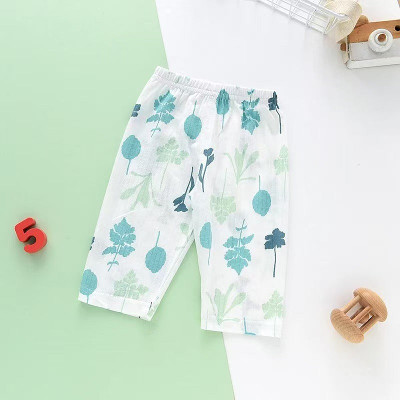 Children's Pure Cotton Closed-Crotch Capri Pants