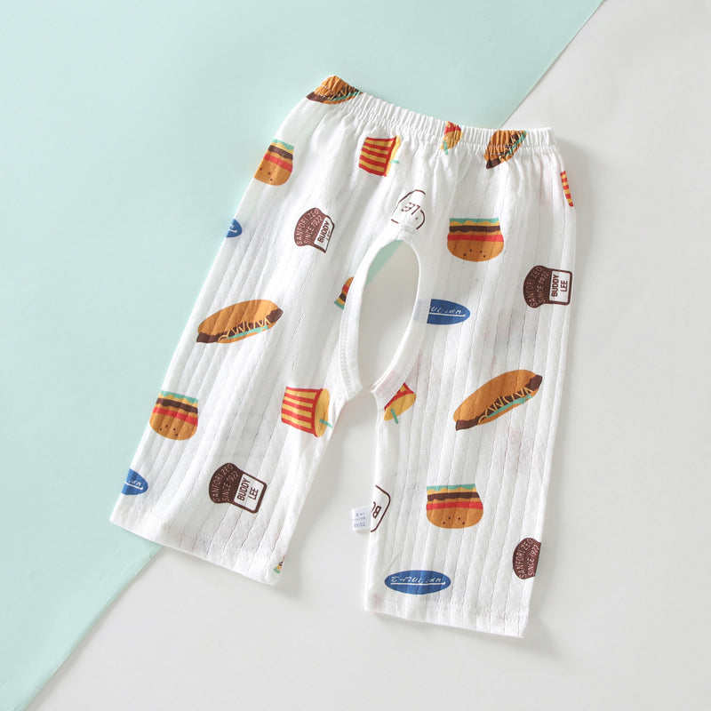 Baby's Cotton Modal Soft Open-Crotch Capri Sleep Pants