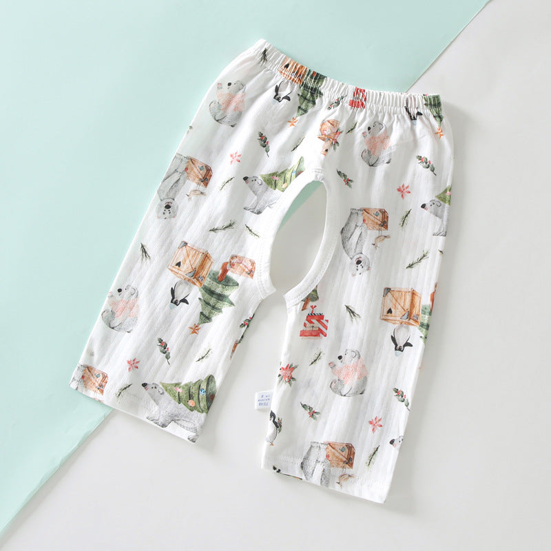 Baby's Cotton Modal Soft Open-Crotch Capri Sleep Pants