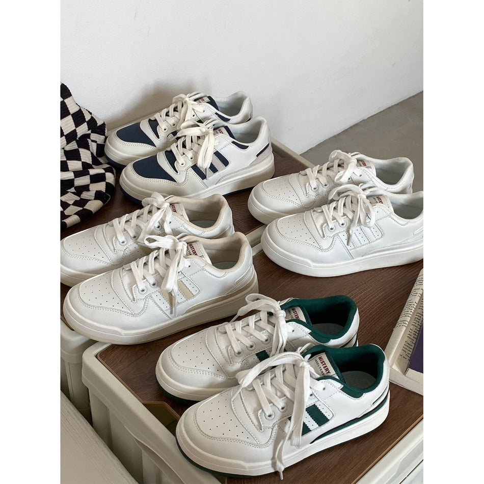 Women's White Platform Sneakers with Breathable Comfort