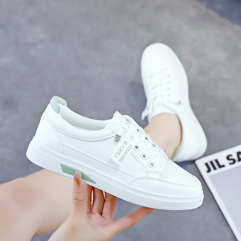 Women's White Platform Sneakers with Color-Block Detail
