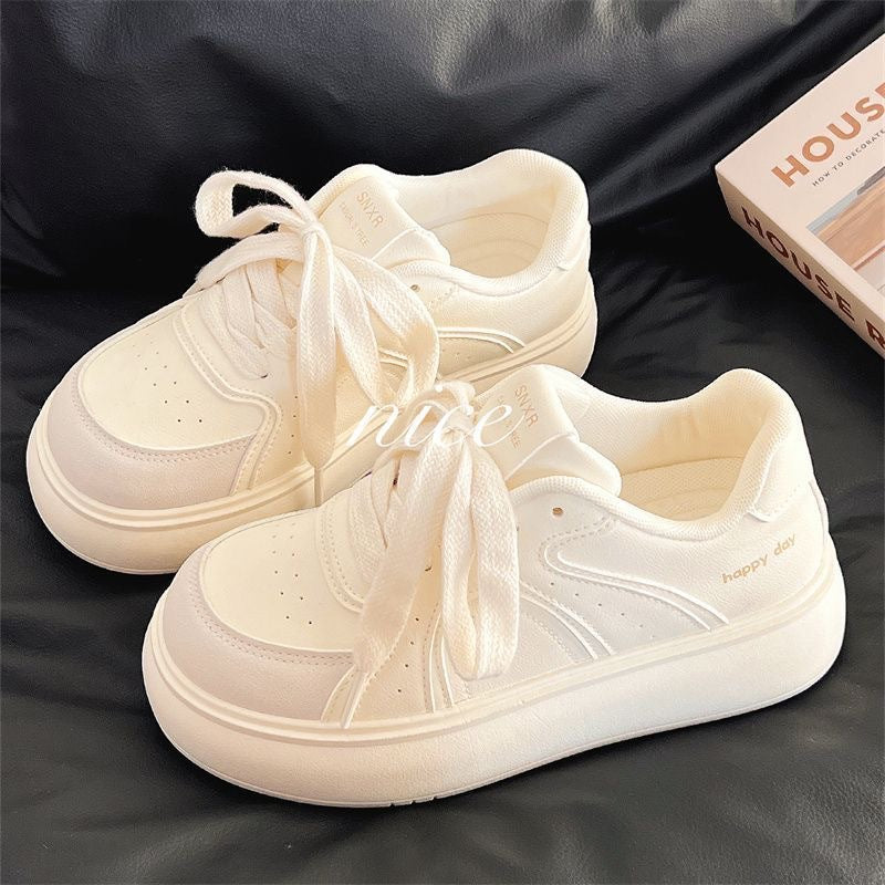 Women's Lightweight Off-White Platform Sneakers