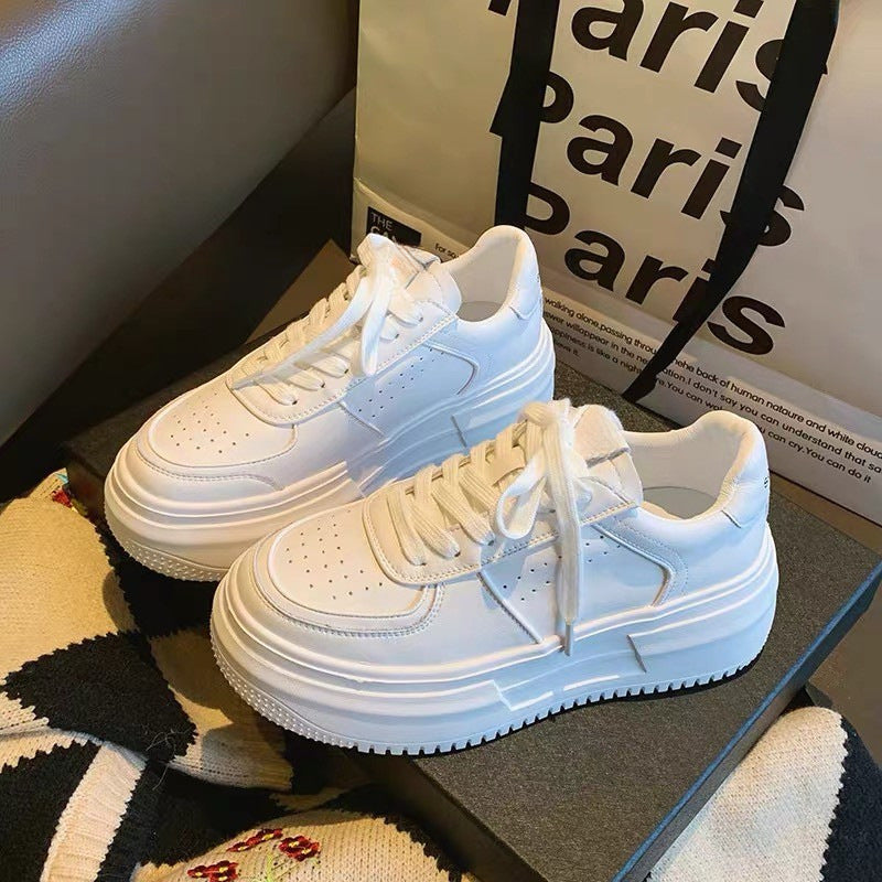 Women's 6cm Thick-Soled White Sneakers