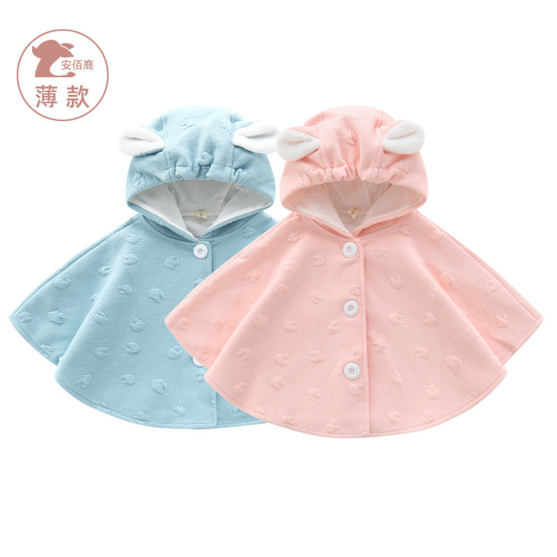 Baby Hooded Korean Style Double-Layer Short Cloak