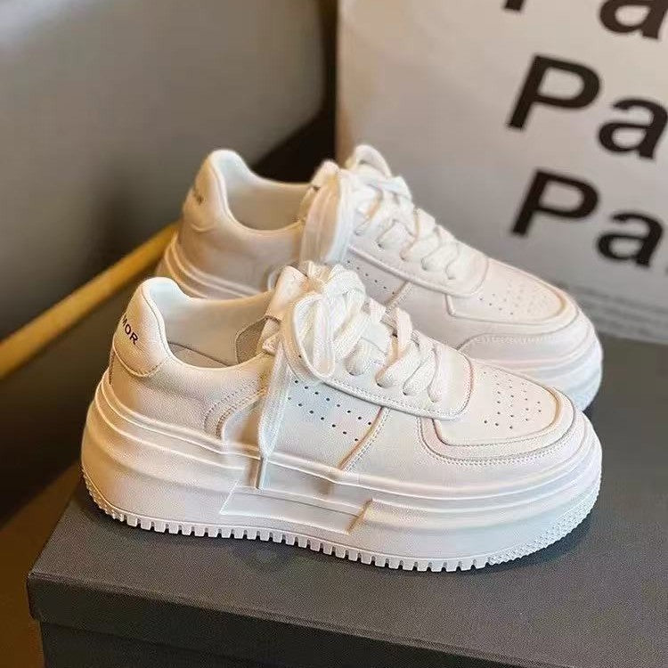 Women's 6cm Thick-Soled White Sneakers