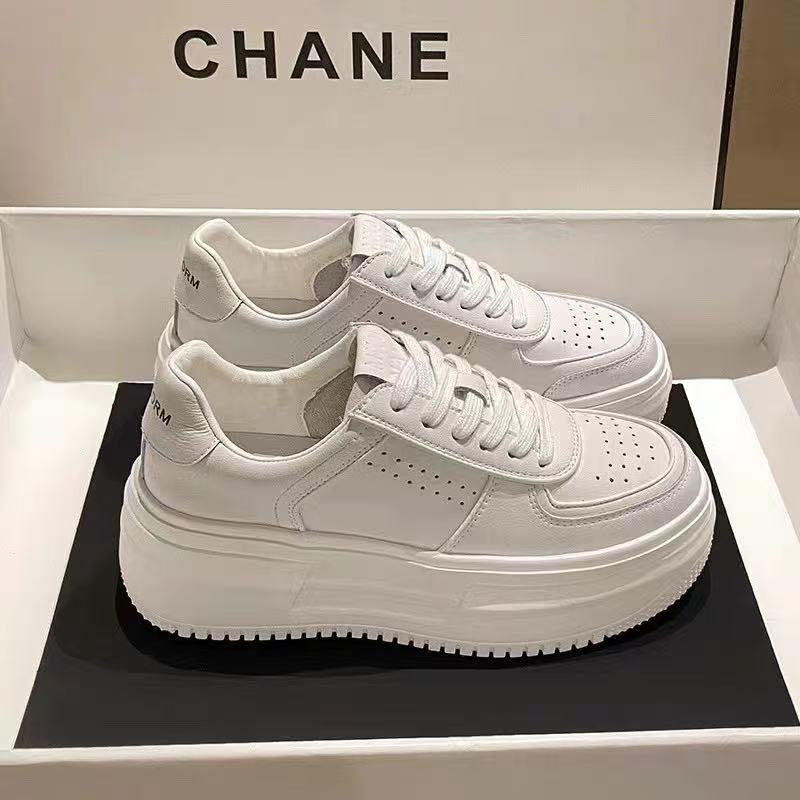 Women's 6cm Thick-Soled White Sneakers