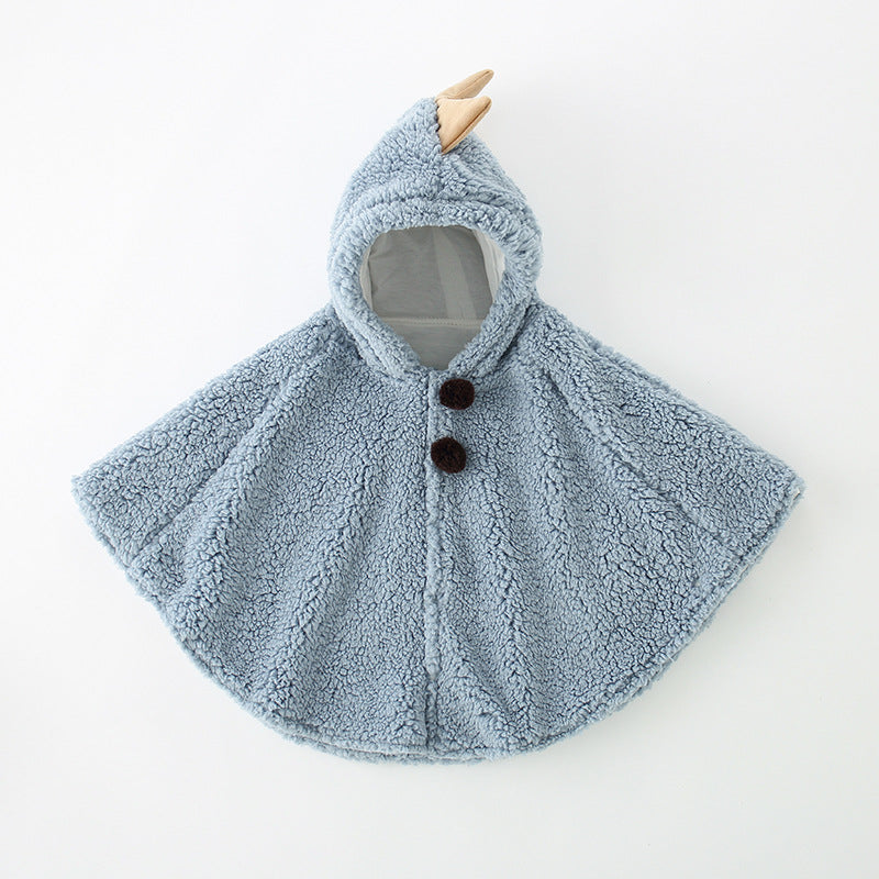Children's Thickened Cashmere-Feel Hooded Outdoor Windproof Cloak