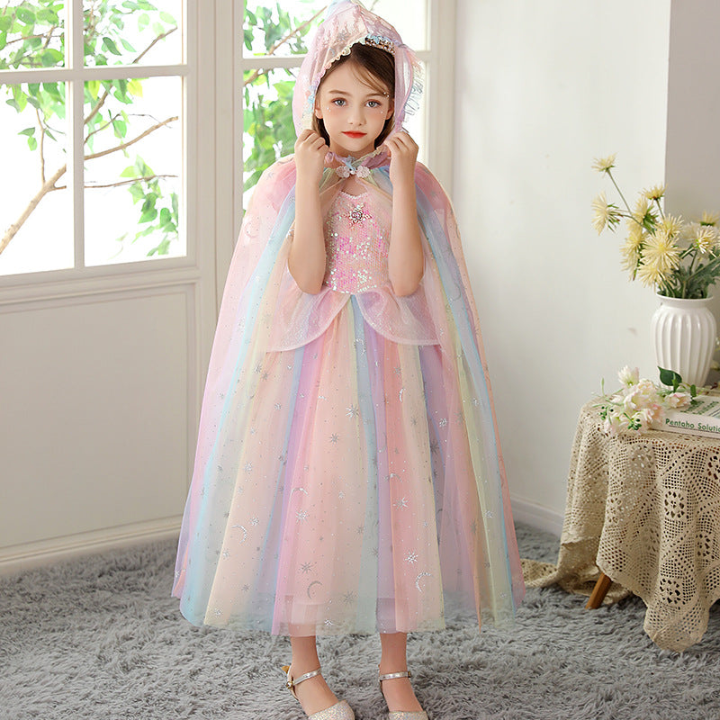 Princess Leia Girls' Thin Pink Mesh Hooded Cape Shawl