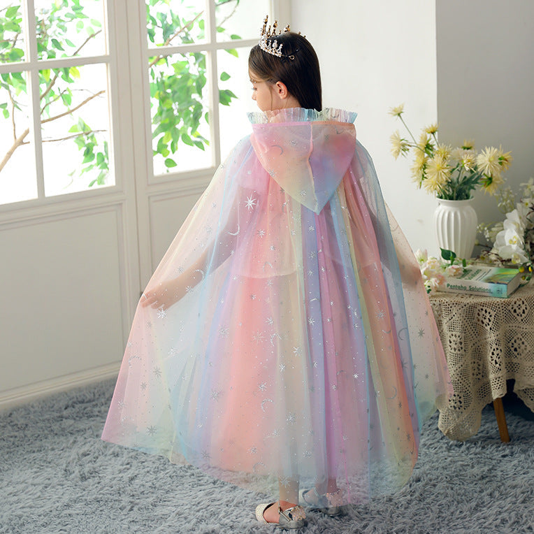 Princess Leia Girls' Thin Pink Mesh Hooded Cape Shawl