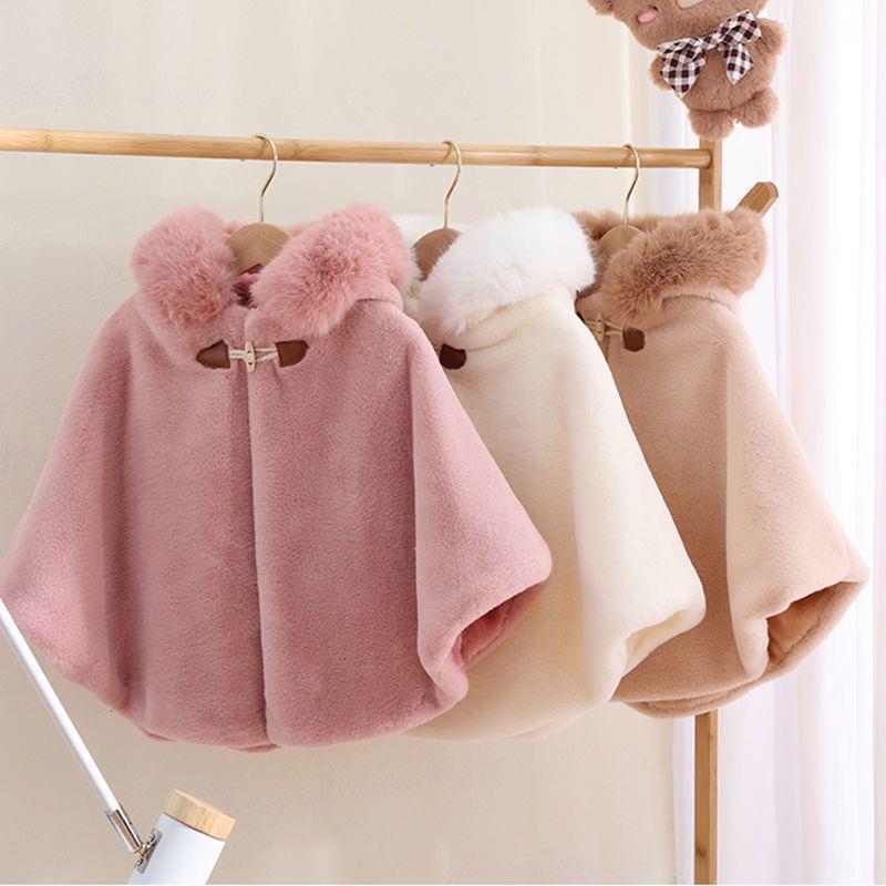 Baby Korean Style Horned Fleece Winter Thickened Hooded Cloak