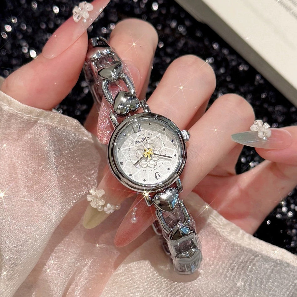 Floral Bracelet Watch for Women with Quartz Movement