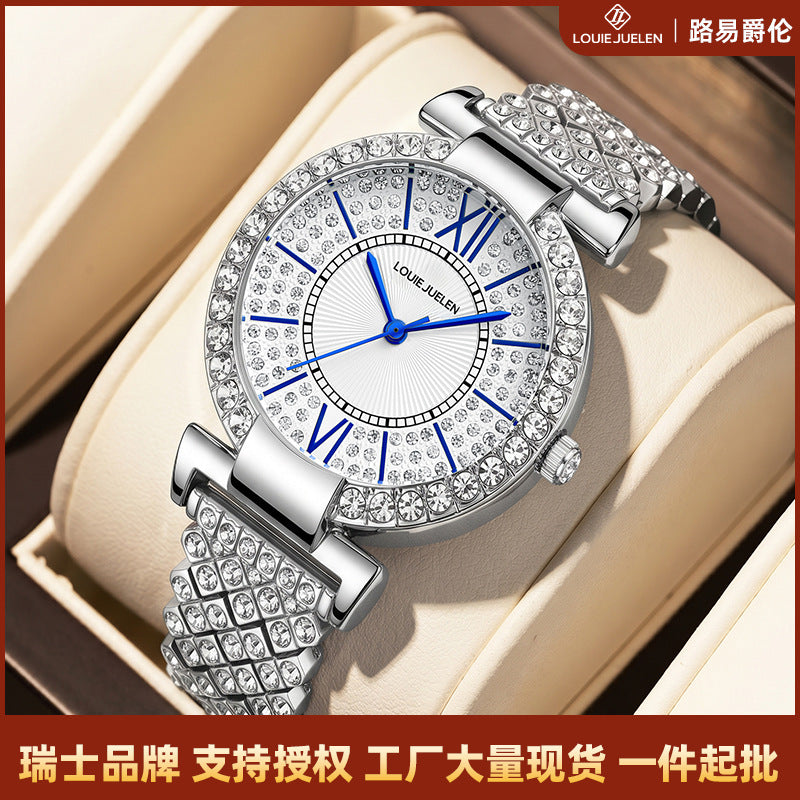 Starry Diamond Steel Strap Quartz Watch for Women