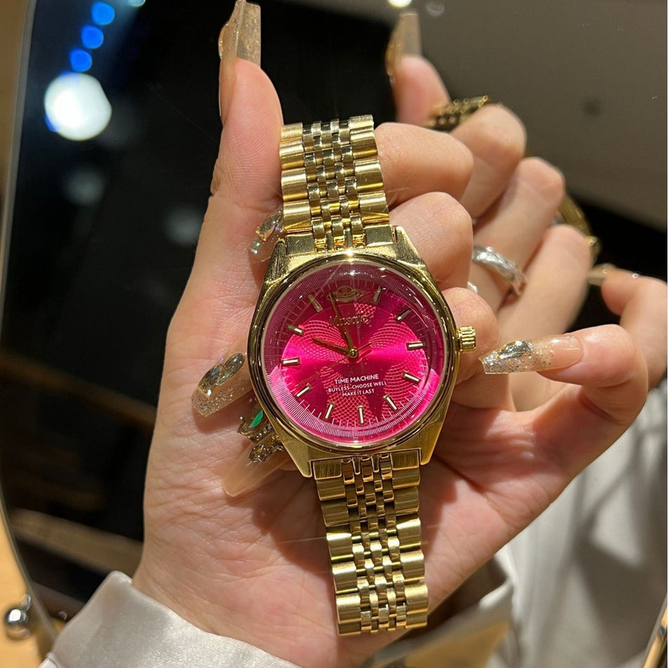 Rose Gold Retro Stainless Steel Watch for Women