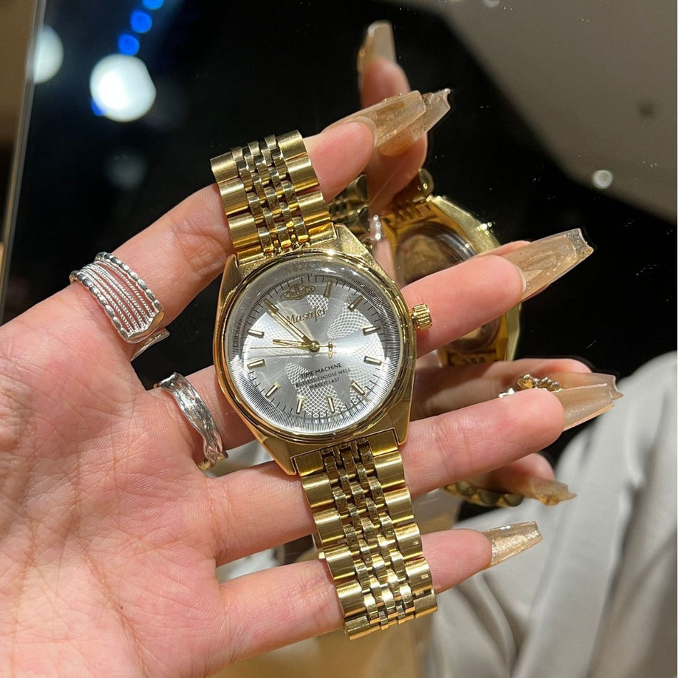 Rose Gold Retro Stainless Steel Watch for Women