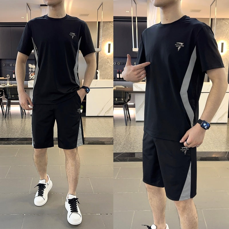 Men's Ice Silk T-Shirt and Shorts Set