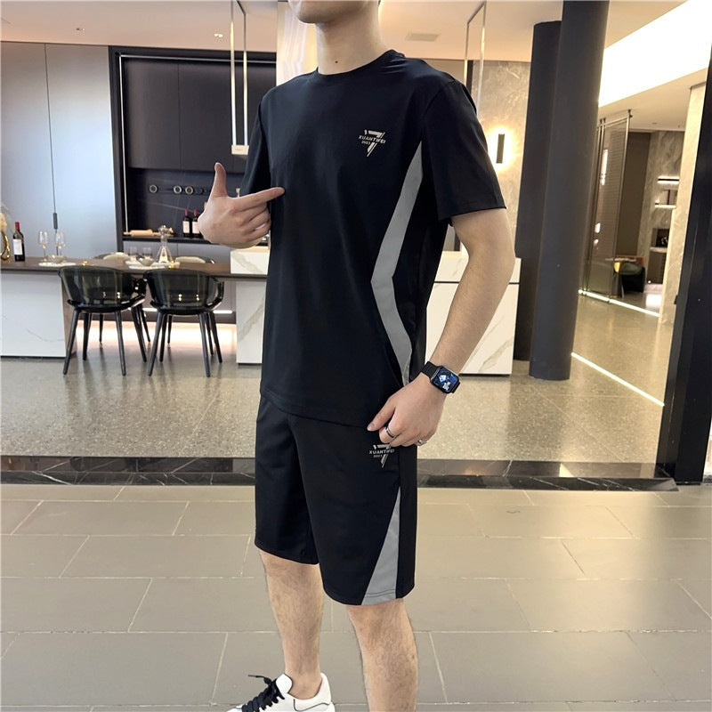 Men's Ice Silk T-Shirt and Shorts Set