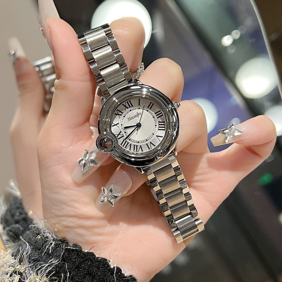 Classic Blue Dial Stainless Steel Watch for Women