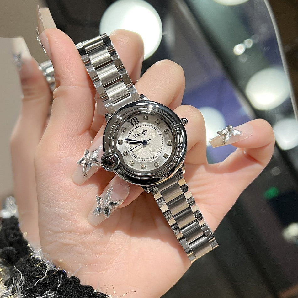 Classic Blue Dial Stainless Steel Watch for Women