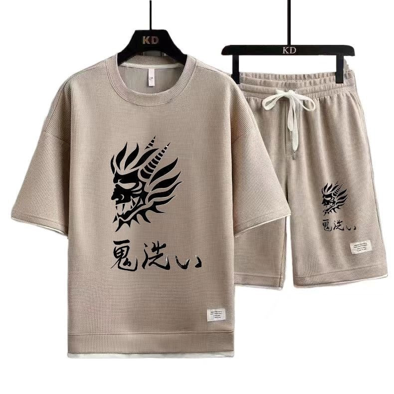 Unisex Waffle T-Shirt and Shorts Set