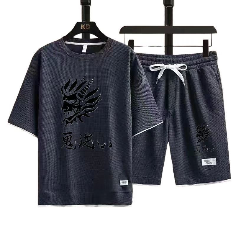 Unisex Waffle T-Shirt and Shorts Set