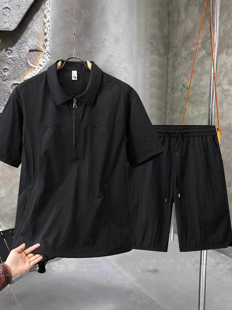 Men's Ice Silk T-Shirt and Shorts Set