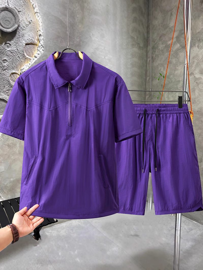 Men's Ice Silk T-Shirt and Shorts Set