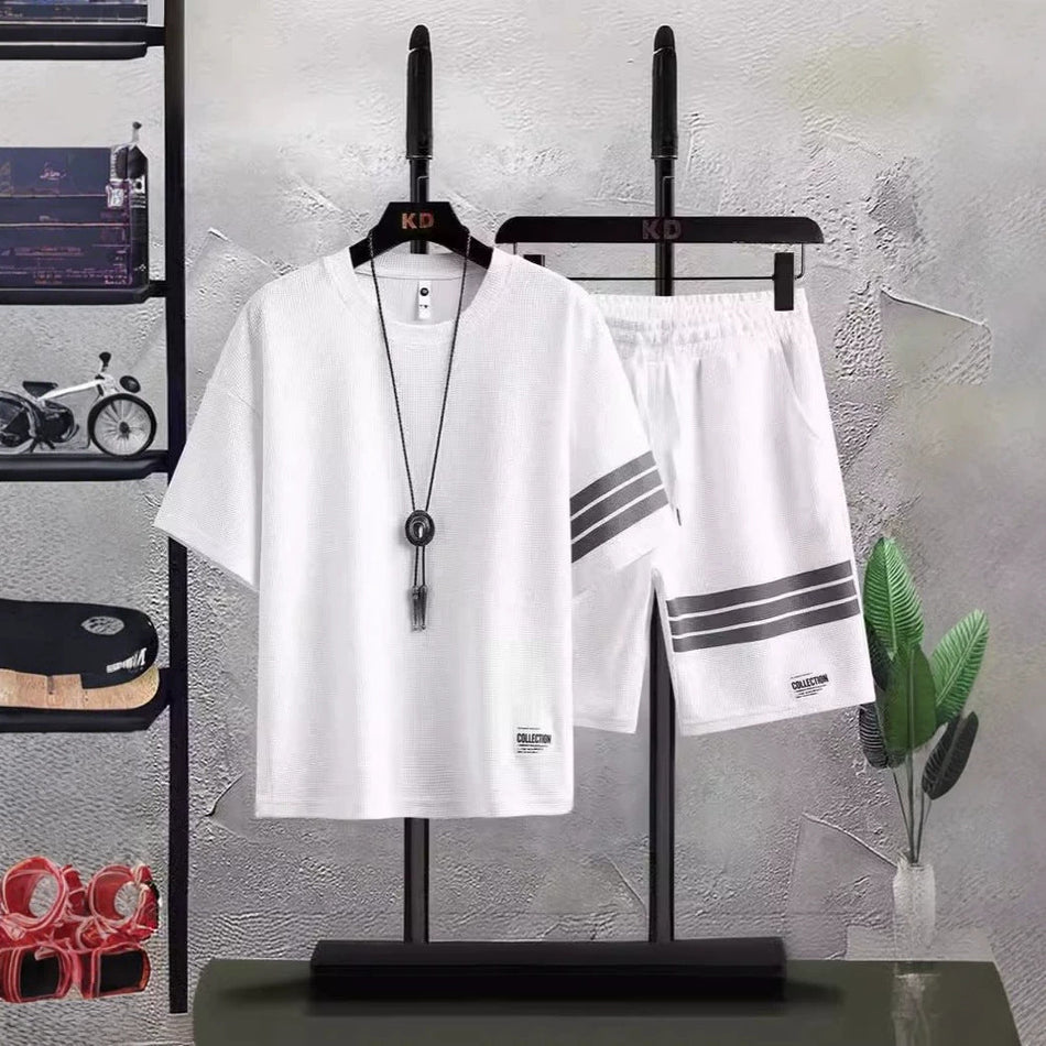 Men's Waffle T-Shirt and Shorts Set