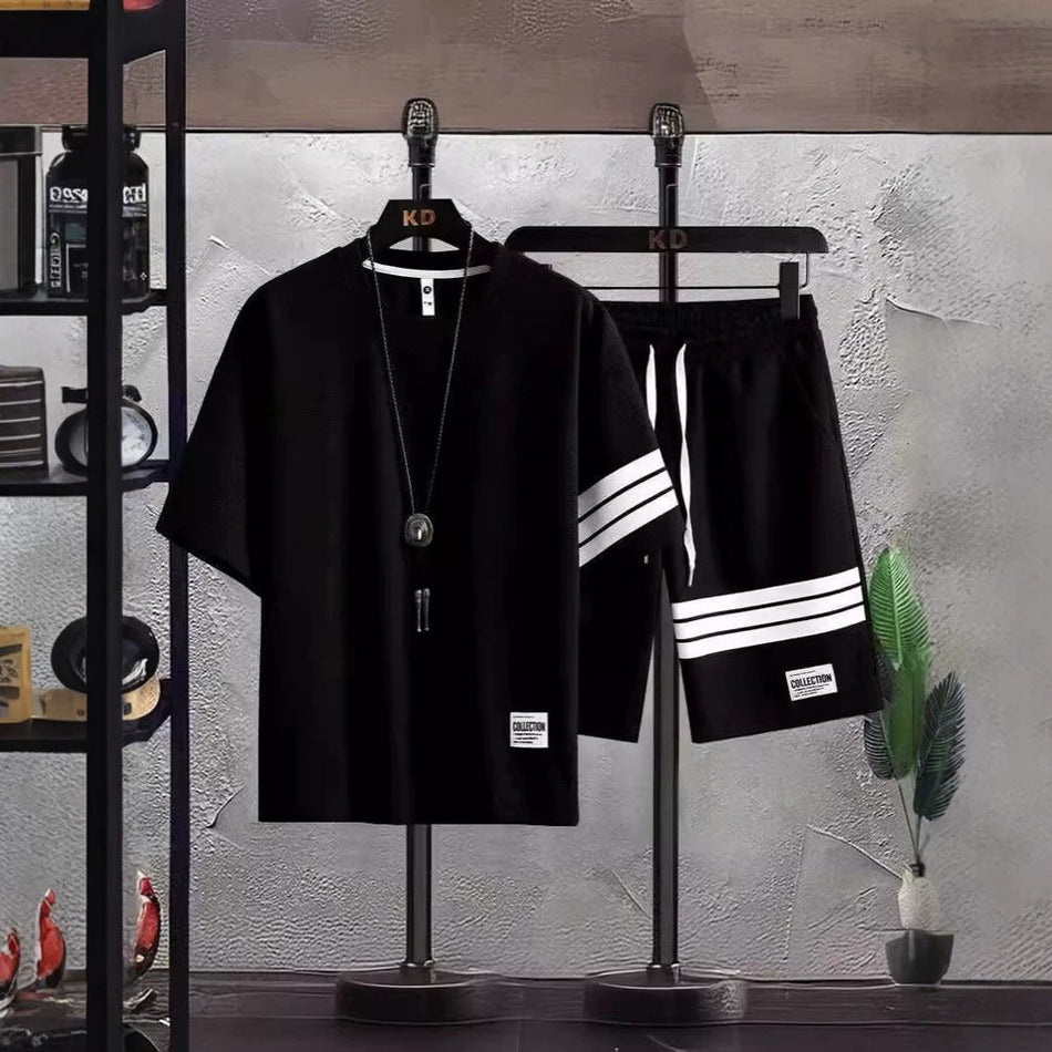 Men's Waffle T-Shirt and Shorts Set