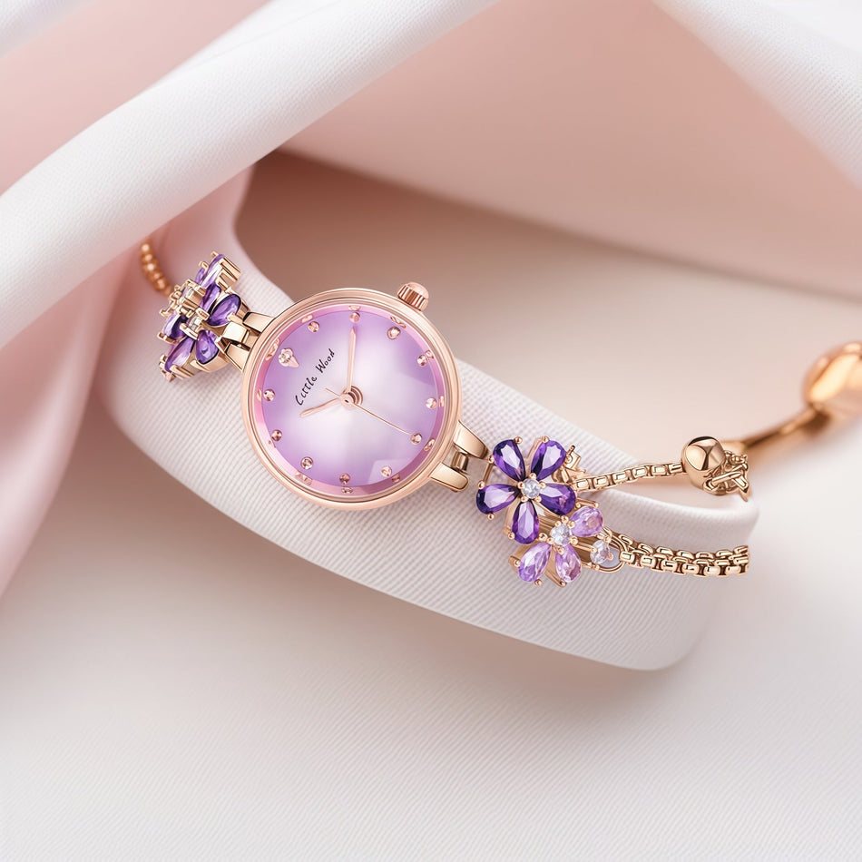 Violet Pearl Bracelet Quartz Watch for Women