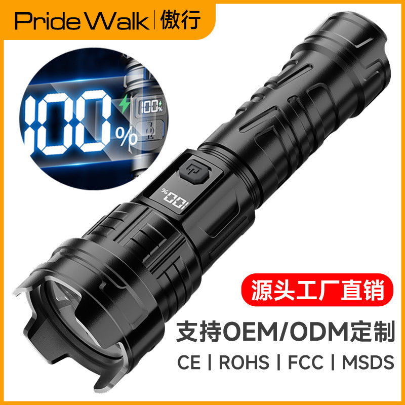 T108 LED Emergency Flashlight, Adjustable Focus Laser