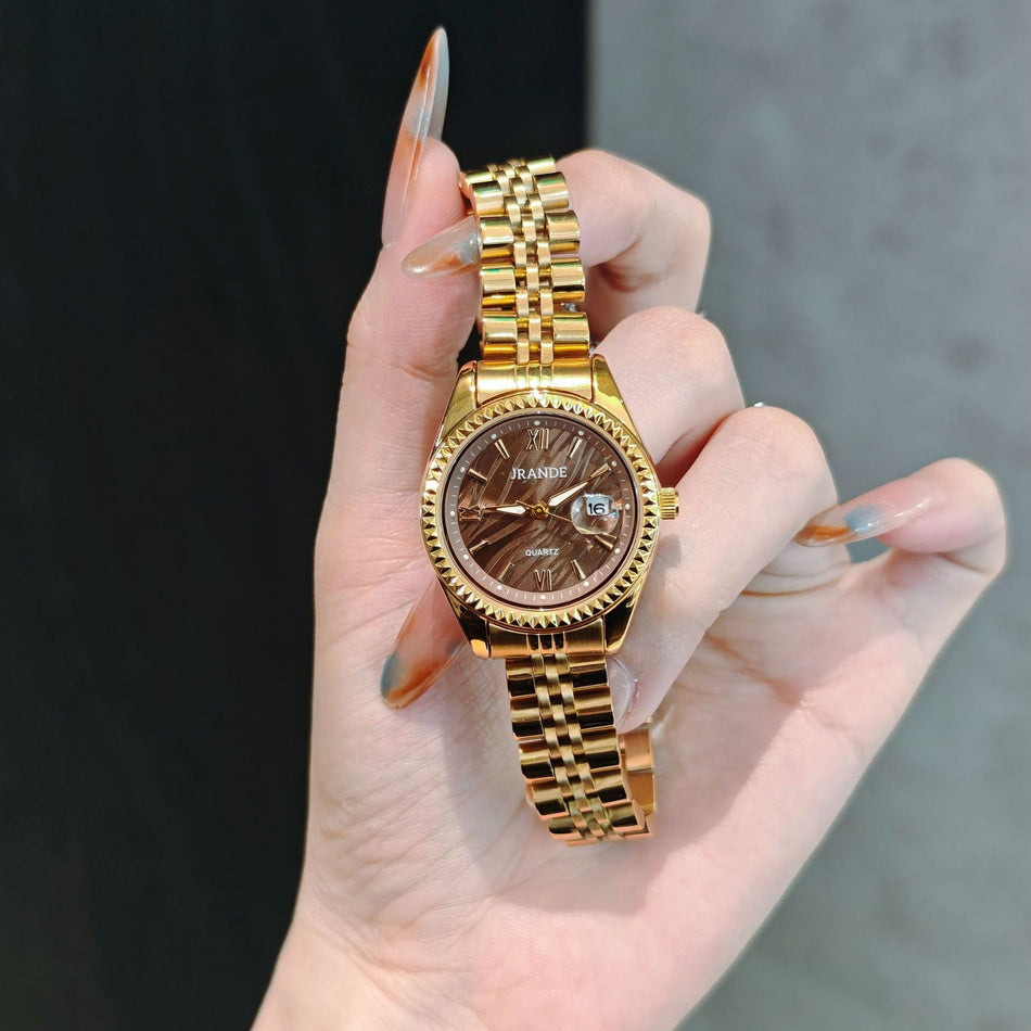 Luxury Gold Stainless Steel Quartz Watch for Women