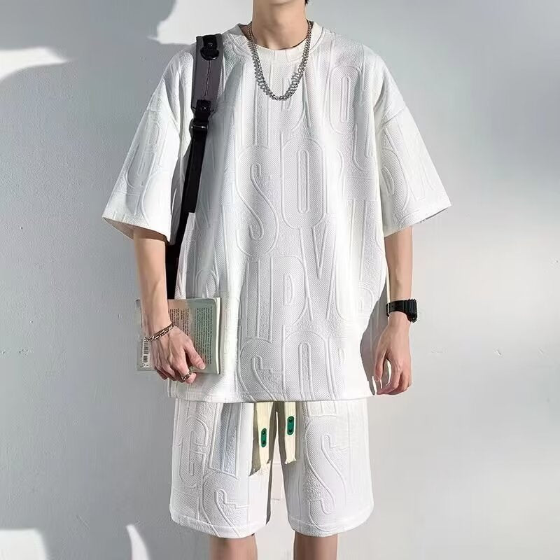 Men's Loose Plus Size T-Shirt and Shorts Set