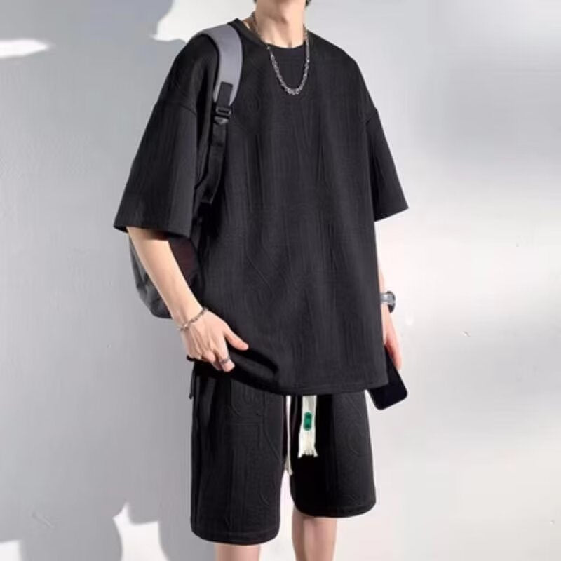 Men's Loose Plus Size T-Shirt and Shorts Set